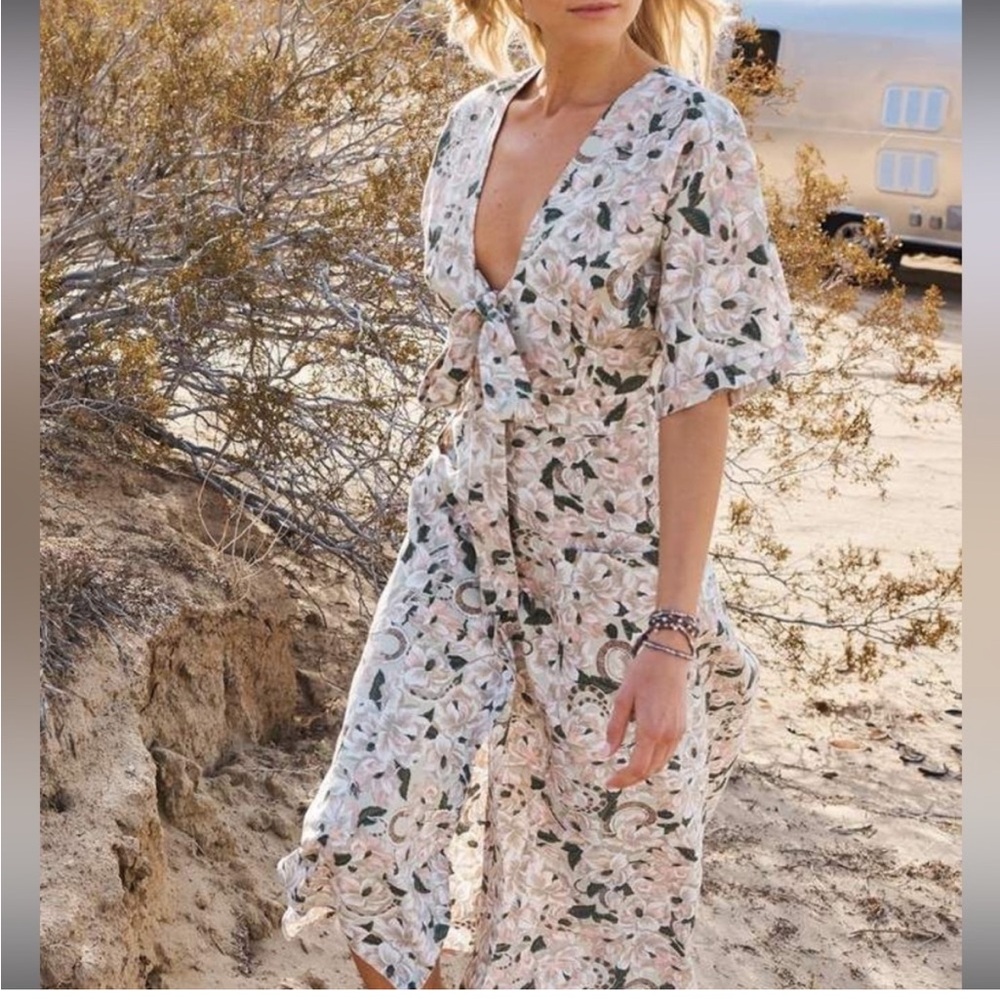 Happy Nature x Kate Hudson floral snake print boho button down midi dress - Picture 10 of 10